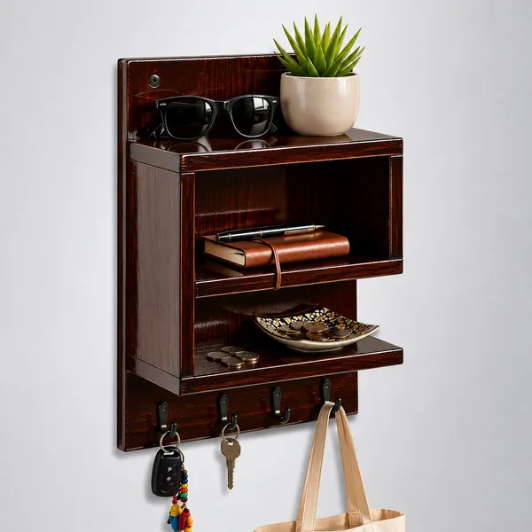 Craftsaura___Wooden_Wall_Mounted_Organizer_with_2_Shelves_&_4_Key_Hooks_|_Hand-Polished_Glossy_Finish_|_Multipurpose_Key_Holder_&_Storage_Rack