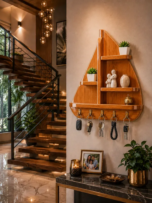 Craftsaura__Premium_Wooden_Sailboat_Key_Holder_Wall_Shelf_Organizer_|_Nautical_Home_Decor_|_5_Hooks_Key_Stand