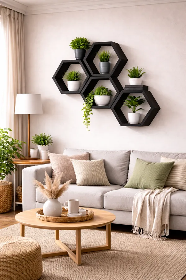 Craftsaura__Wooden_Hexagon_Wall_Shelves_(Set_of_4)_|_Honeycomb_Floating_Wall_Planter_&_Décor_Shelves