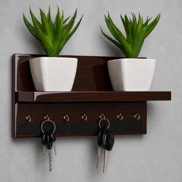 Craftsaura__Dark_Brown_Wooden_Wall_Mounted_Key_Holder_With_Shelf