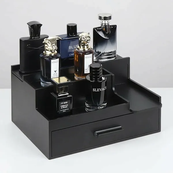 Craftsaura__Matte_Black_Wooden_Valet_Tray_Organizer_With_Drawer