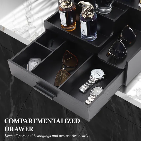 Craftsaura__Matte_Black_Wooden_Valet_Tray_Organizer_With_Drawer