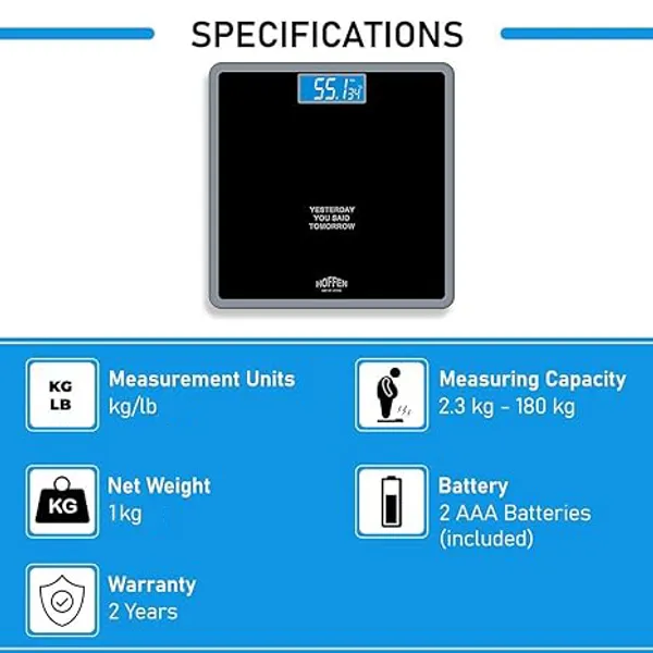 Hoffen_(Made_In_India)_Thick_Tempered_Glass_Digital_Electronic_LCD_Personal_Body_Weight_Machine_for_Body_Weight_Fitness_(HO-18-Black)_with_Two_Years_Warranty