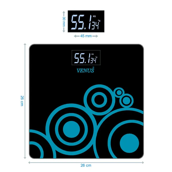Venus_Weight_Machine_for_Body_Weight,_Digital_Weighing_Scale_&_Weighing_Machines_with_Glass_Top,_Step-On_Technology,_Large_LCD_Display,_1_Year_Warranty,_Glass_Top_Black_Color