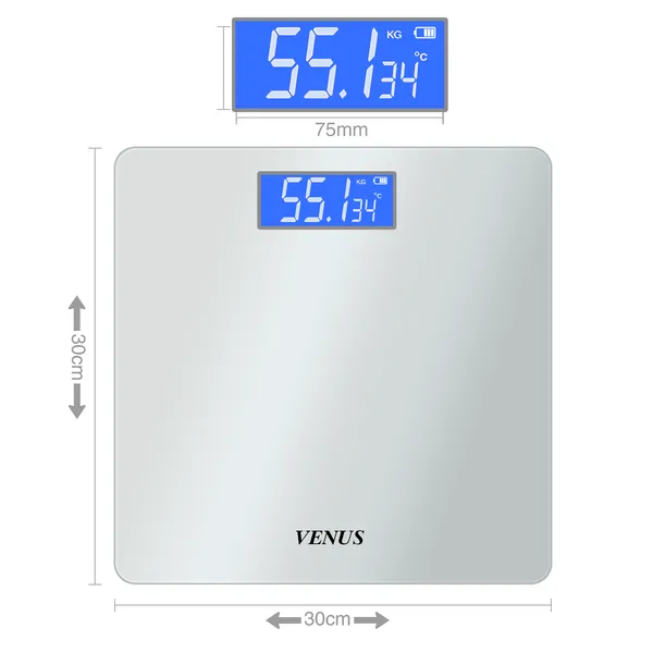 Venus_Elegant_Digital_Bathroom_Scale_forBody_Weight_Highly_Accurate_Body_Weighing_Machine_Compact_Size_LCD_Display,_High_Standards_Sturdy_Tempered_Glass,_Conversion_Switch,24_Months_Warranty__Venus