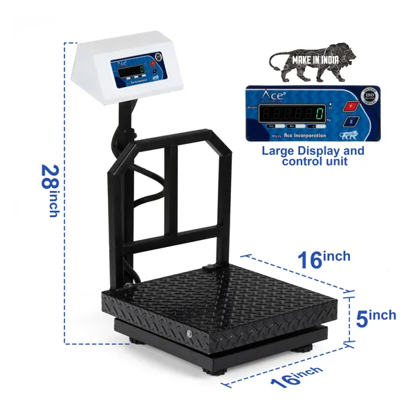 ACE_Electronic_Platform_Weighing_Scale_120kg_Capacity_20g_Accuracy_Weight_Machine_Digital_for_Shop,_Commercial_and_Industrial_use_Mild_Steel_Heavy_Platform_size_16?16_Inches_(400x400mm)