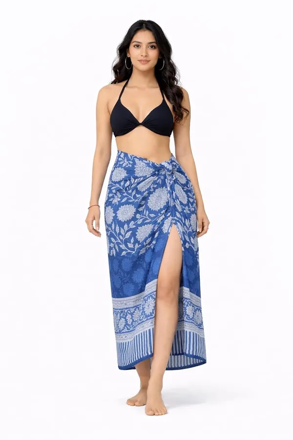 Blue_Premium_Hand_Block_Design_Sarong_For_Women