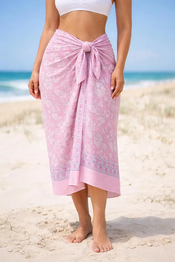 Pink_Clover_Geometric_Lattice_Beach_Wrap_Pareo_100%_Cotton_Hand_Block_Sarong_For_Women