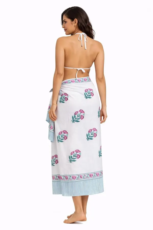 Multicolor_Premium_100%_Cotton_Hand_Block_Sarong_Indigo_Bloom__Bar_Floral_Striped_Beach_Wrap_Pareo_For_Women
