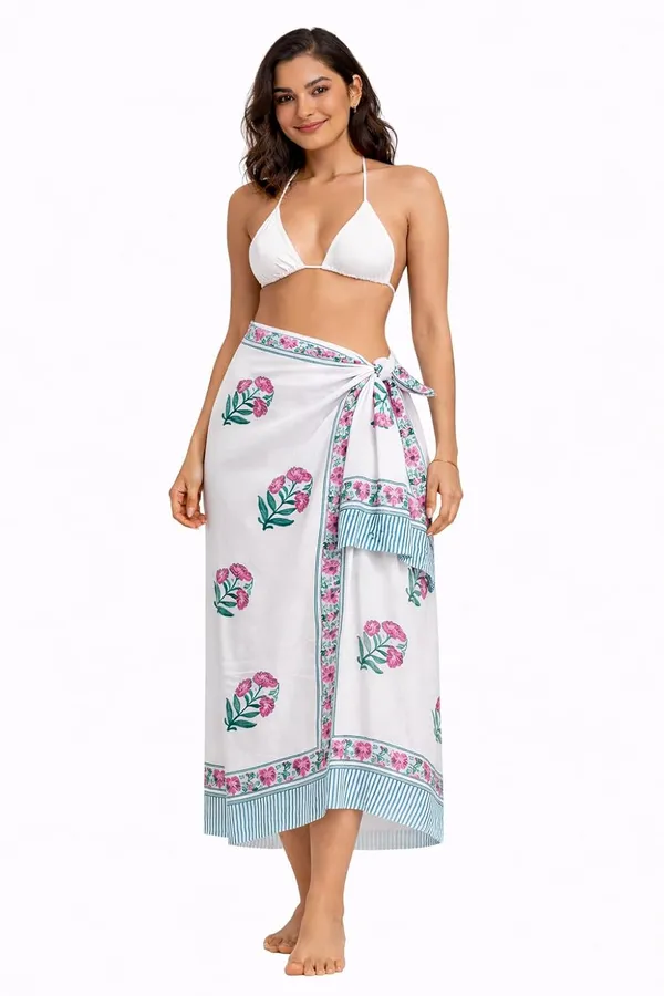 Multicolor_Premium_100%_Cotton_Hand_Block_Sarong_Indigo_Bloom__Bar_Floral_Striped_Beach_Wrap_Pareo_For_Women