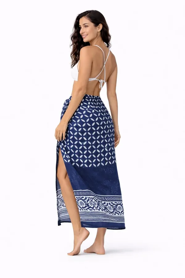 Blue_Medley_Paisley_Gingham_Beach_Wrap_Pareo_For_Women