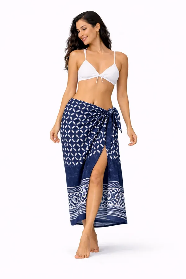 Blue_Medley_Paisley_Gingham_Beach_Wrap_Pareo_For_Women