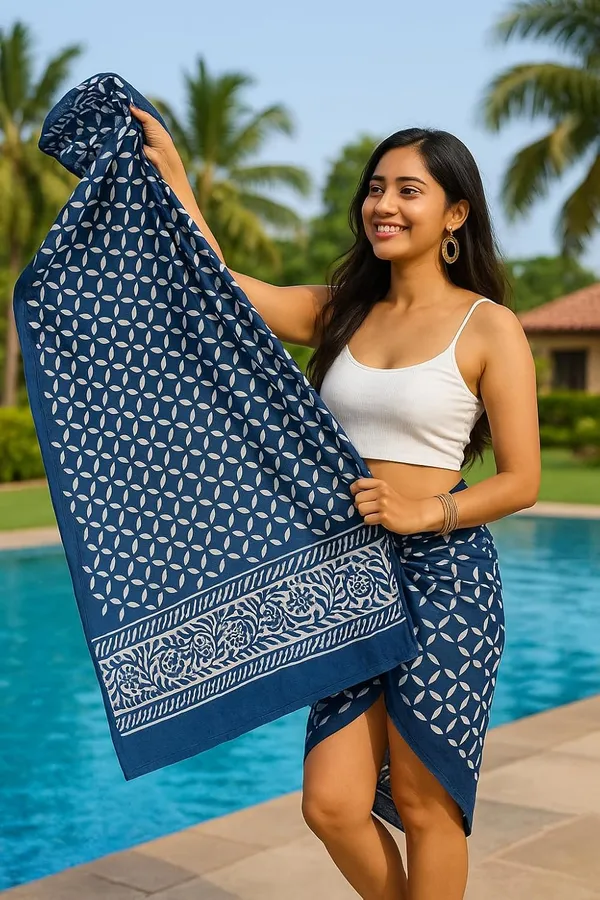 Blue_Medley_Paisley_Gingham_Beach_Wrap_Pareo_For_Women