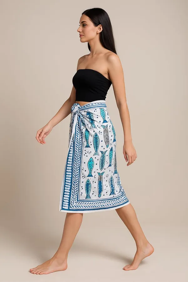 Multicolor_Premium_100%_Cotton_Hand_Block_Sarong_Nautical_Print_Beach_Wrap_Pareo_For_Women