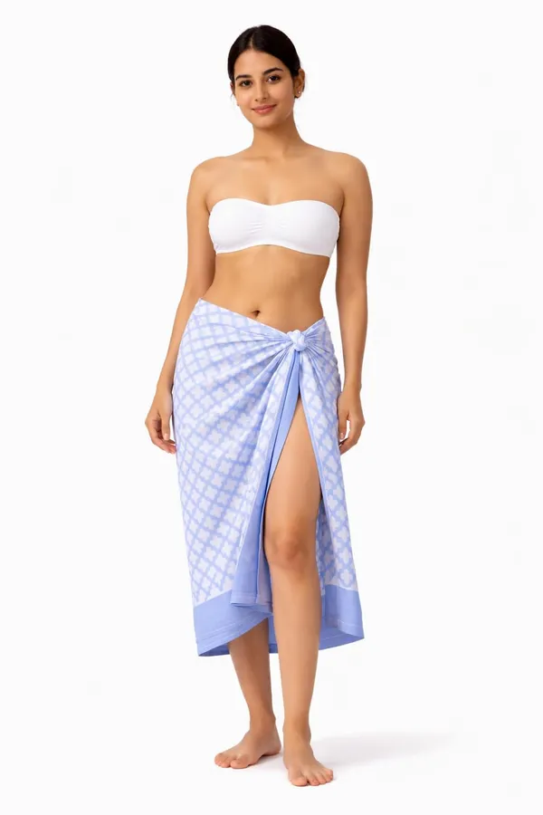 Blue_Premium_100%_Cotton_Hand_Block_Sarong_Azure_Stripe__Petal_Path_Minimalist_Beach_Wrap_Pareo_For_Women