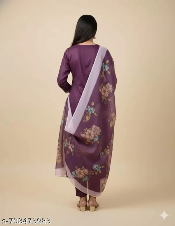 Purple_Rayon_And_Chanderi_Silk_Kurti_Pant_Dupatta_For_Women