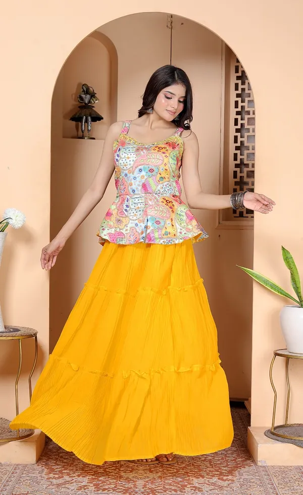 Yellow_Silk_Embroidered_Kurti_Palazzo_Set_With_Dupatta_For_Women_And_Girls
