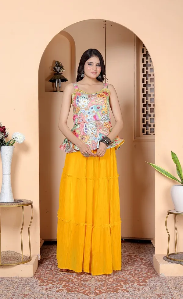 Yellow_Silk_Embroidered_Kurti_Palazzo_Set_With_Dupatta_For_Women_And_Girls
