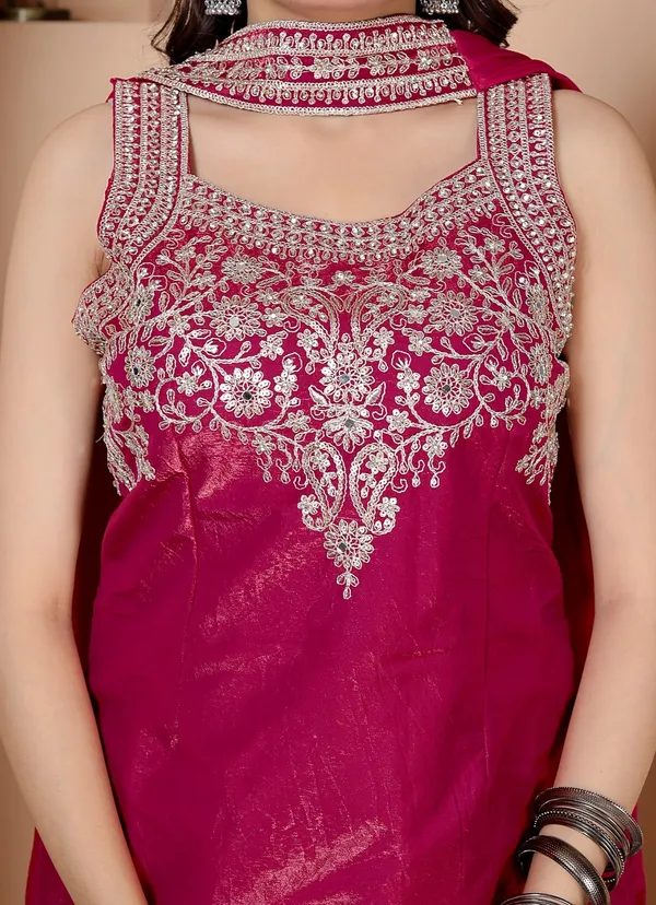 Pink_Silk_Embroidered_Kurti_Palazzo_Set_With_Dupatta_For_Women_And_Girls