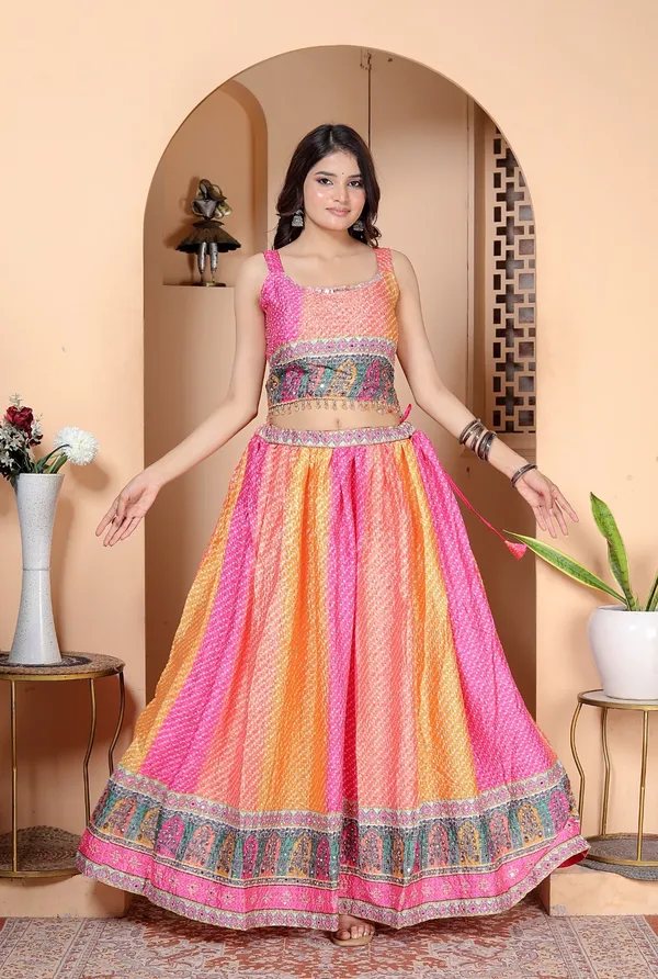 Multicolor_Silk_Embroidered_Kurti_Palazzo_Set_With_Dupatta_For_Women_And_Girls