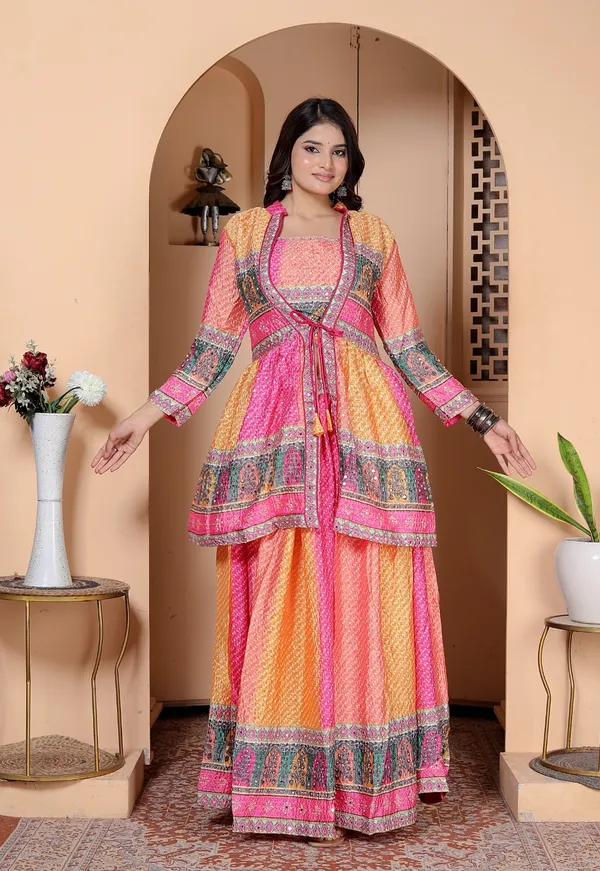 Multicolor_Silk_Embroidered_Kurti_Palazzo_Set_With_Dupatta_For_Women_And_Girls