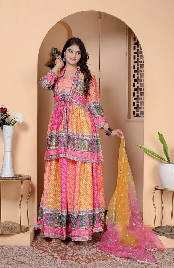 Multicolor_Silk_Embroidered_Kurti_Palazzo_Set_With_Dupatta_For_Women_And_Girls