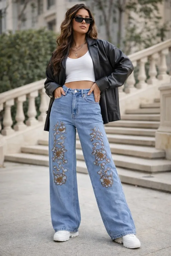 Light_Blue_Denim_High_Rise_Wide_Leg_Jeans_For_Women_And_Girls