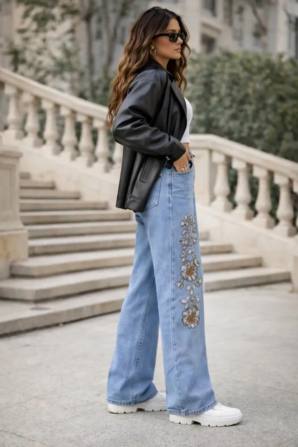 Light_Blue_Denim_High_Rise_Wide_Leg_Jeans_For_Women_And_Girls