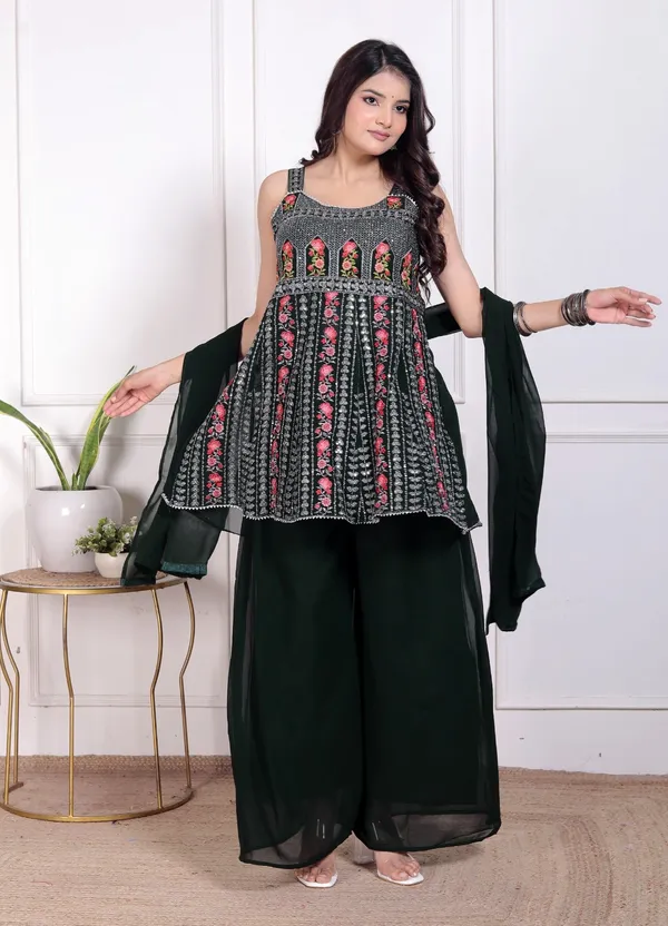 Black_Silk_Embroidered_Kurti_Palazzo_Set_With_Dupatta_For_Women_And_Girls