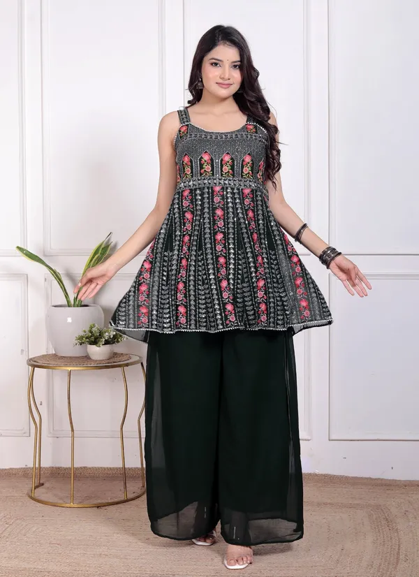 Black_Silk_Embroidered_Kurti_Palazzo_Set_With_Dupatta_For_Women_And_Girls