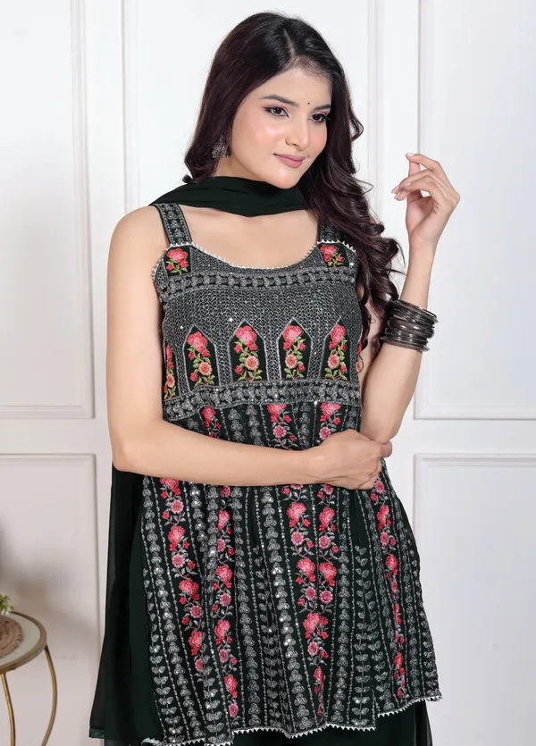 Black_Silk_Embroidered_Kurti_Palazzo_Set_With_Dupatta_For_Women_And_Girls