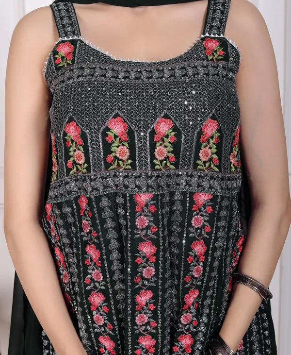 Black_Silk_Embroidered_Kurti_Palazzo_Set_With_Dupatta_For_Women_And_Girls