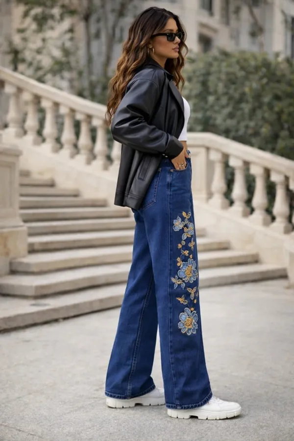 Dark_Blue_Denim_High_Rise_Wide_Leg_Jeans_For_Women_And_Girls