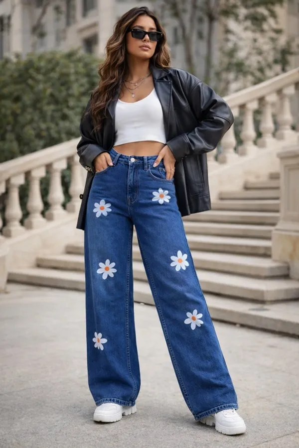 Dark_Blue_Denim_High_Rise_Wide_Leg_Jeans_For_Women_And_Girls