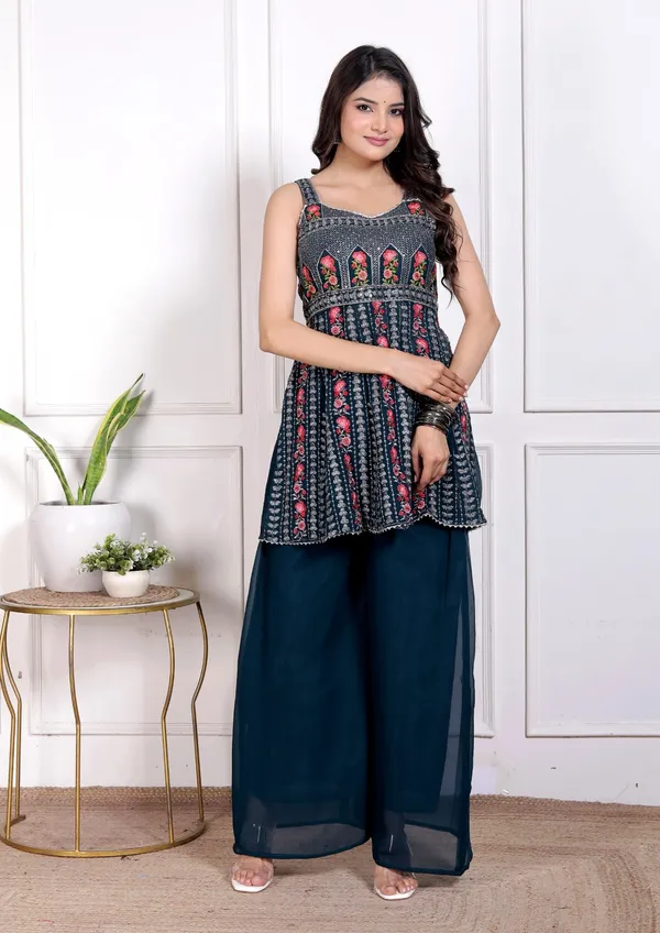 Blue_Silk_Embroidered_Kurti_Palazzo_Set_With_Dupatta_For_Women_And_Girls