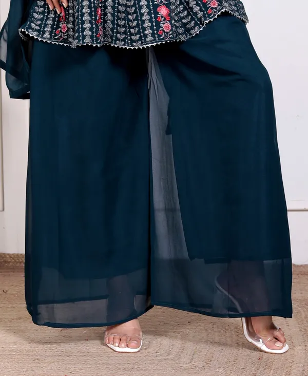 Blue_Silk_Embroidered_Kurti_Palazzo_Set_With_Dupatta_For_Women_And_Girls