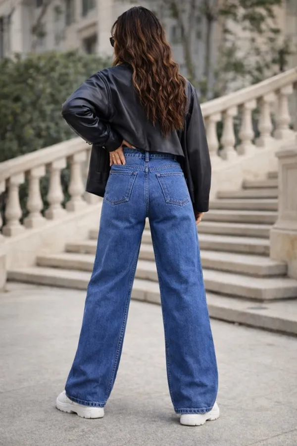 Dark_Blue_Denim_High_Rise_Wide_Leg_Jeans_For_Women_And_Girls