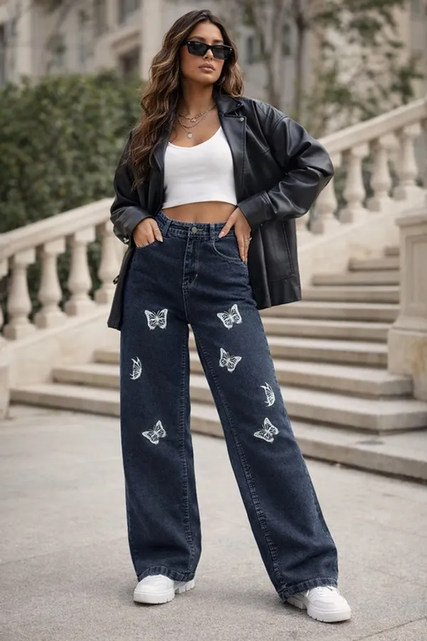 Charcoal_Denim_High_Rise_Wide_Leg_Jeans_For_Women_And_Girls