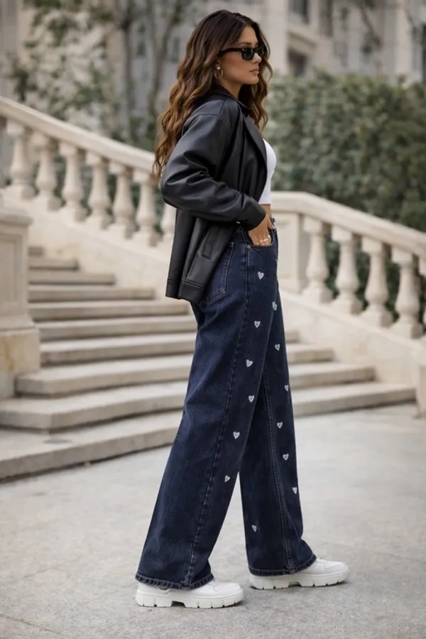 Dark_Blue_Denim_High_Rise_Wide_Leg_Jeans_For_Women_And_Girls