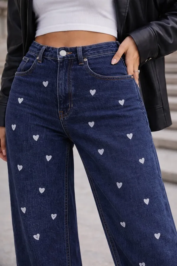 Dark_Blue_Denim_High_Rise_Wide_Leg_Jeans_For_Women_And_Girls