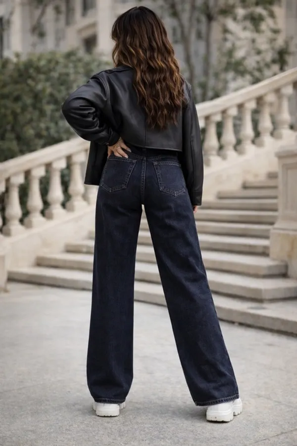 Dark_Blue_Denim_High_Rise_Wide_Leg_Jeans_For_Women_And_Girls