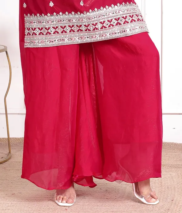 Red_Silk_Embroidered_Kurti_Palazzo_Set_With_Dupatta_For_Women_And_Girls