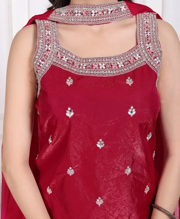 Red_Silk_Embroidered_Kurti_Palazzo_Set_With_Dupatta_For_Women_And_Girls