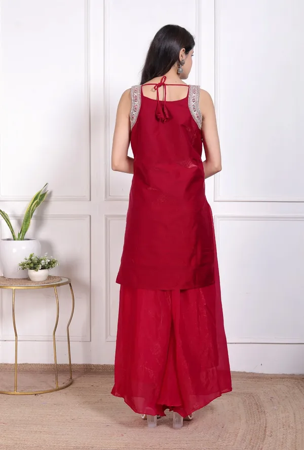 Red_Silk_Embroidered_Kurti_Palazzo_Set_With_Dupatta_For_Women_And_Girls