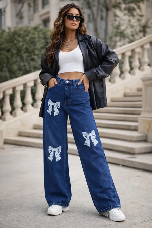 Dark_Blue_Denim_High_Rise_Wide_Leg_Jeans_For_Women_And_Girls