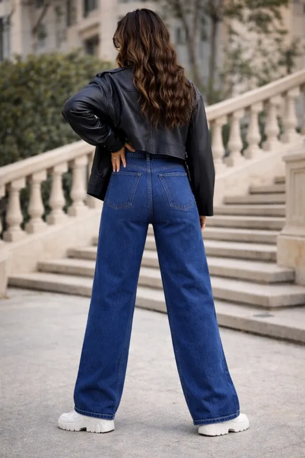 Dark_Blue_Denim_High_Rise_Wide_Leg_Jeans_For_Women_And_Girls