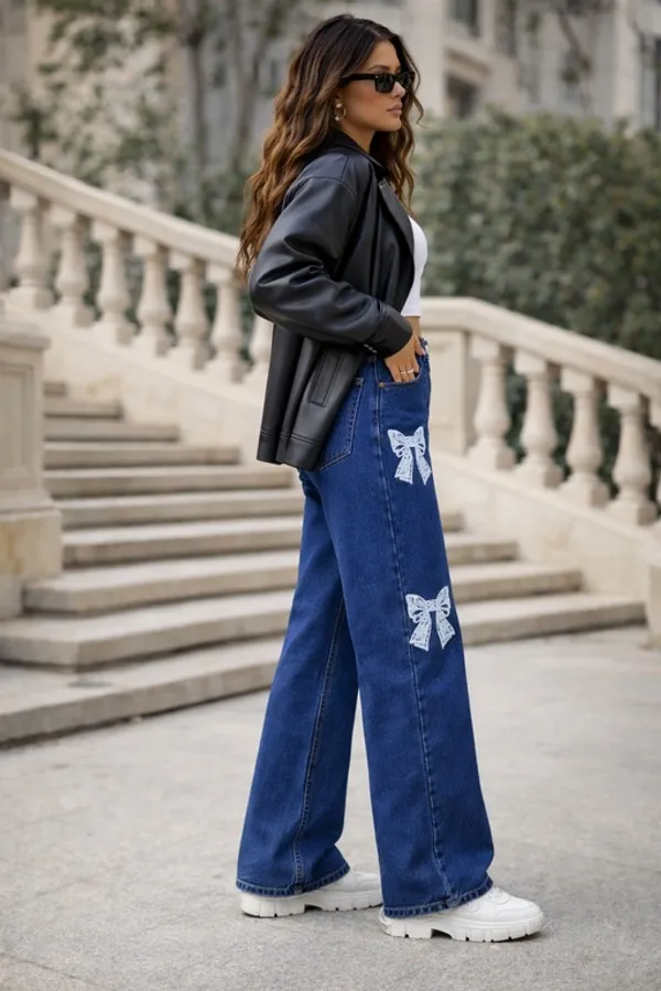 Dark_Blue_Denim_High_Rise_Wide_Leg_Jeans_For_Women_And_Girls