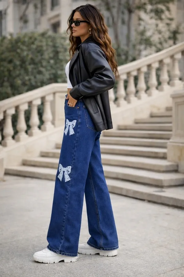 Dark_Blue_Denim_High_Rise_Wide_Leg_Jeans_For_Women_And_Girls