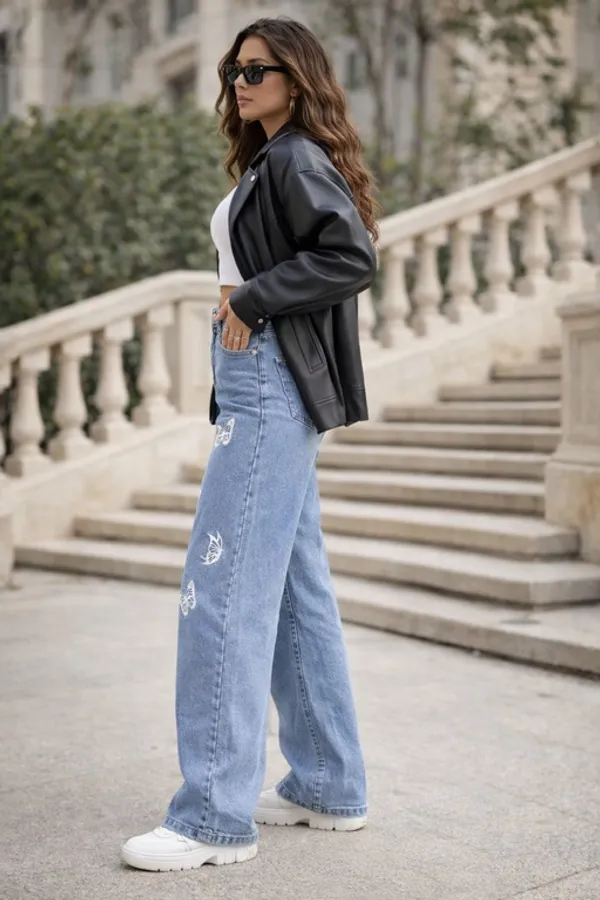 Light_Blue_Denim_High_Rise_Wide_Leg_Jeans_For_Women_And_Girls