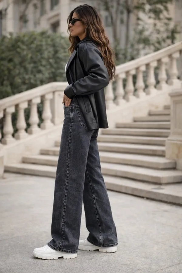 Charcoal_Black_Denim_High_Rise_Wide_Leg_Jeans_For_Women_And_Girls